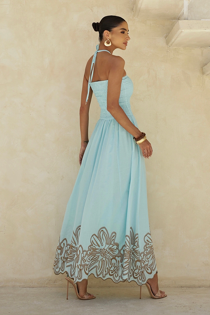 Dot Clothing - Dress Dot Clothing Long Flavia Laise needlework Light Blue - 2958AZUL