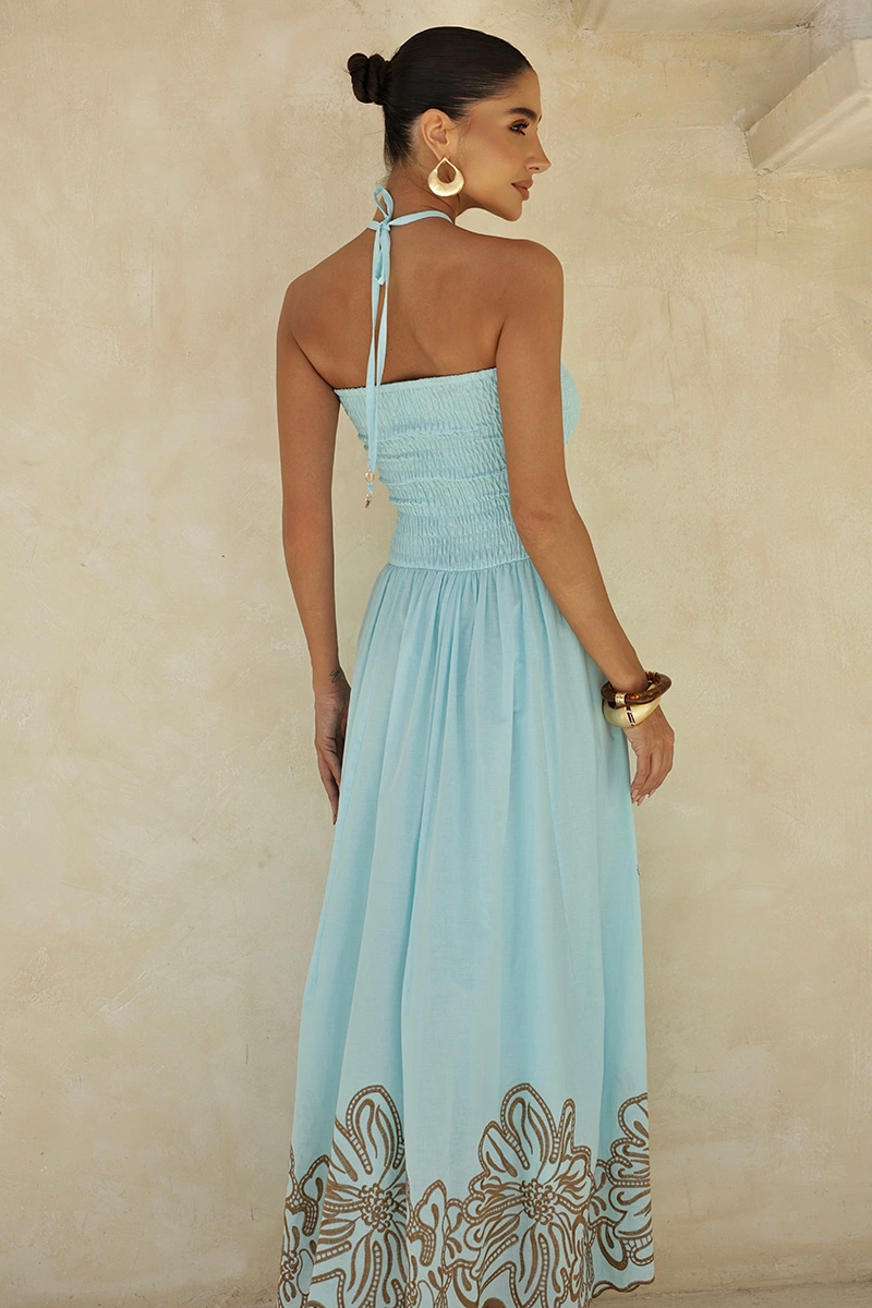 Dot Clothing - Dress Dot Clothing Long Flavia Laise needlework Light Blue - 2958AZUL