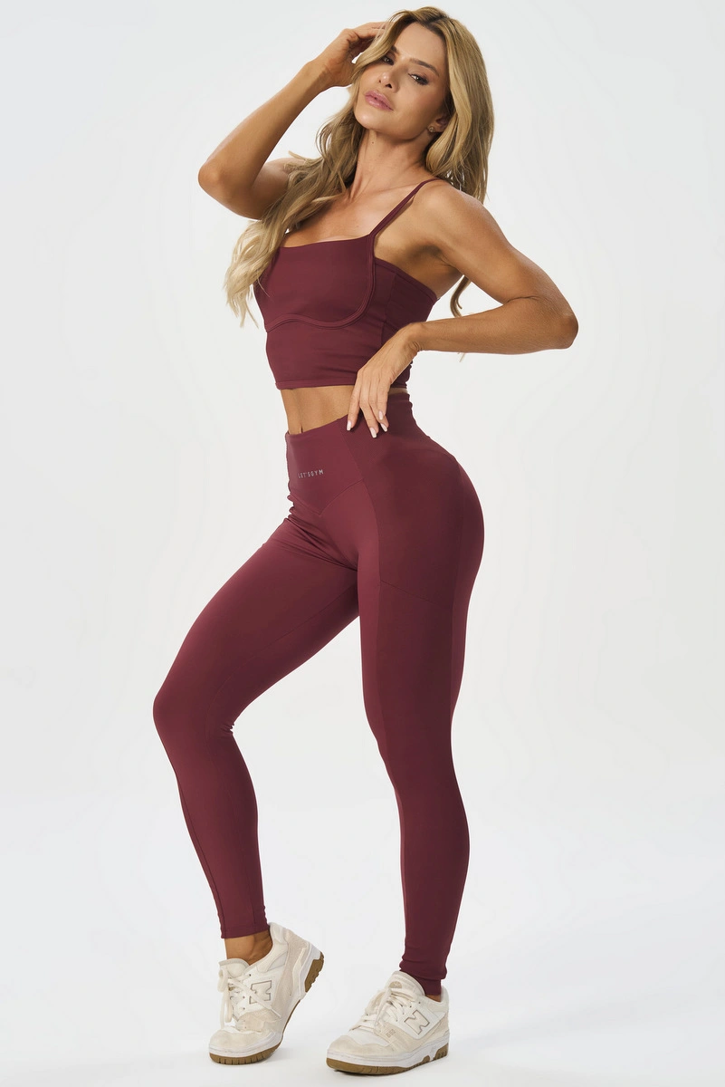Lets Gym - Cropped Bold Rib Burgundy - 3137BG