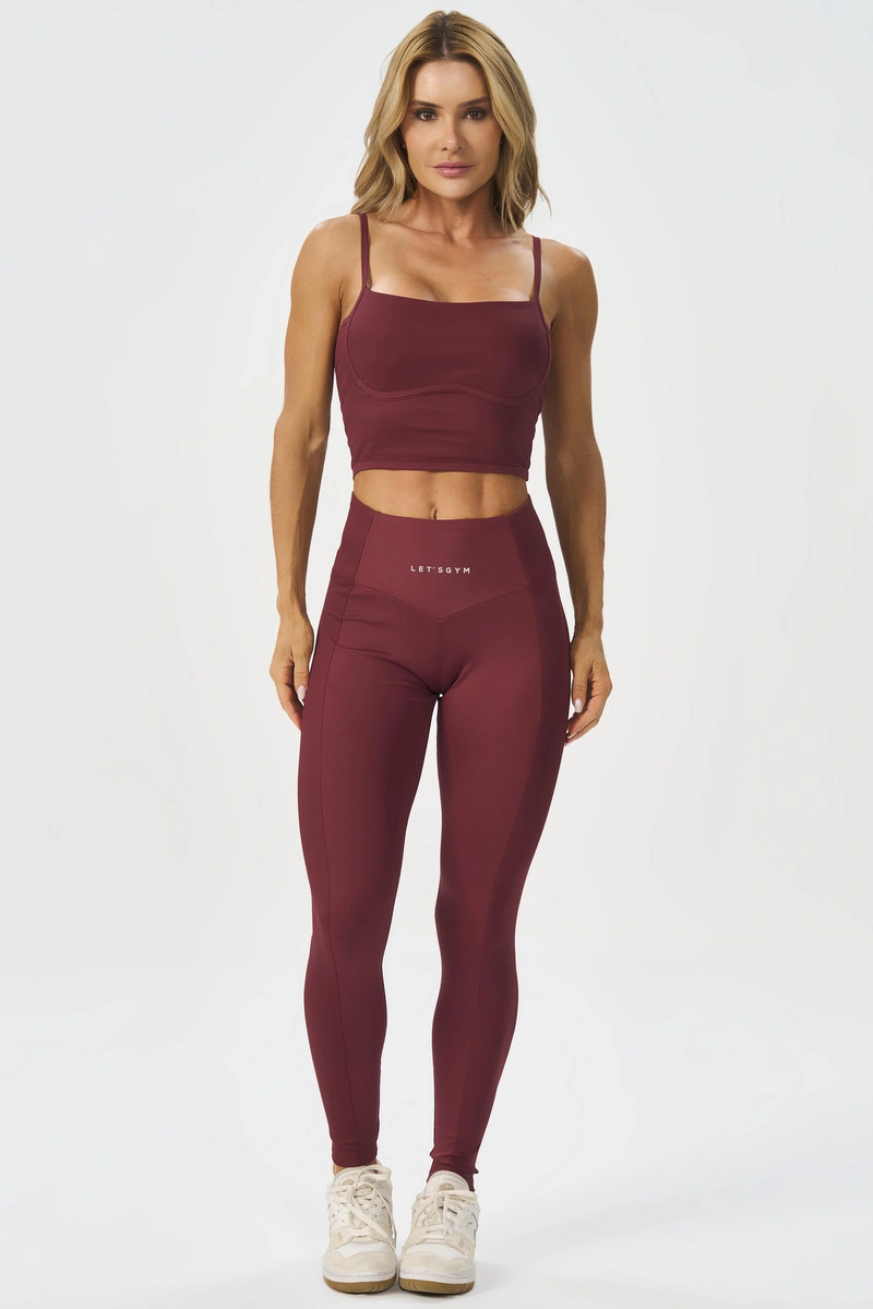 Lets Gym - Cropped Bold Rib Burgundy - 3137BG