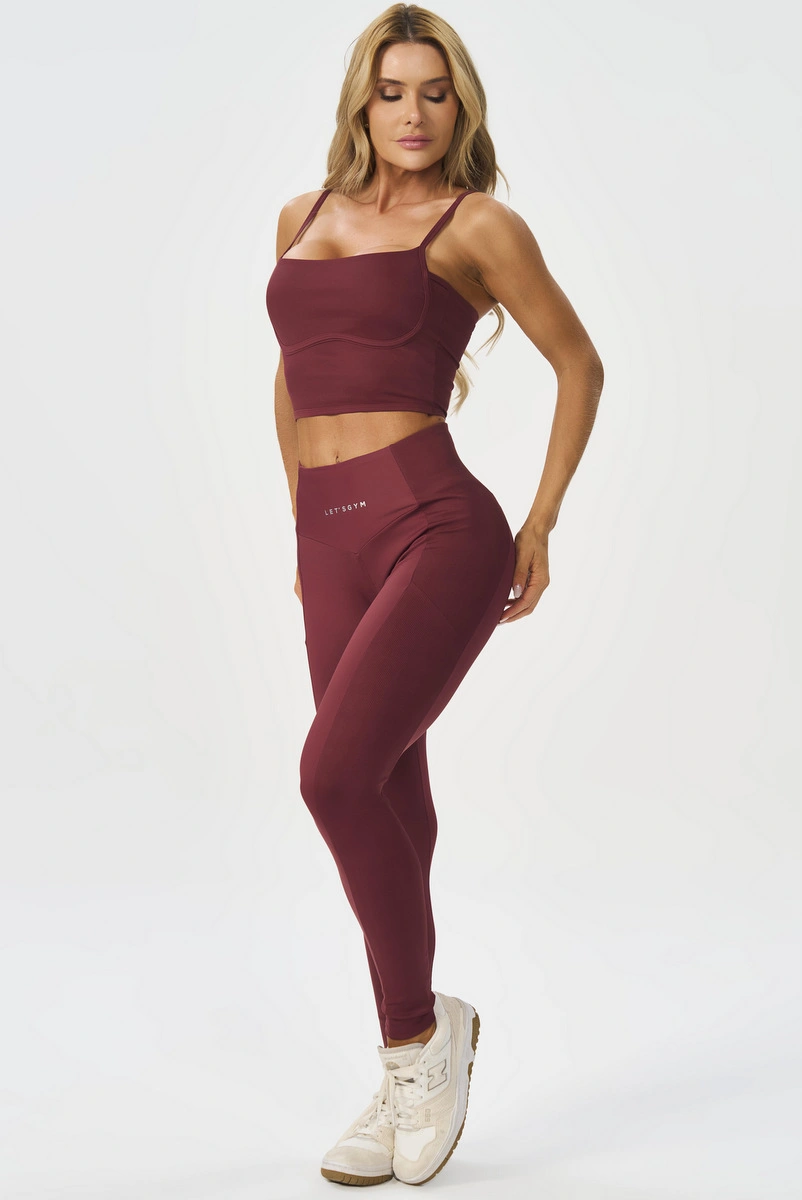Lets Gym - Cropped Bold Rib Burgundy - 3137BG