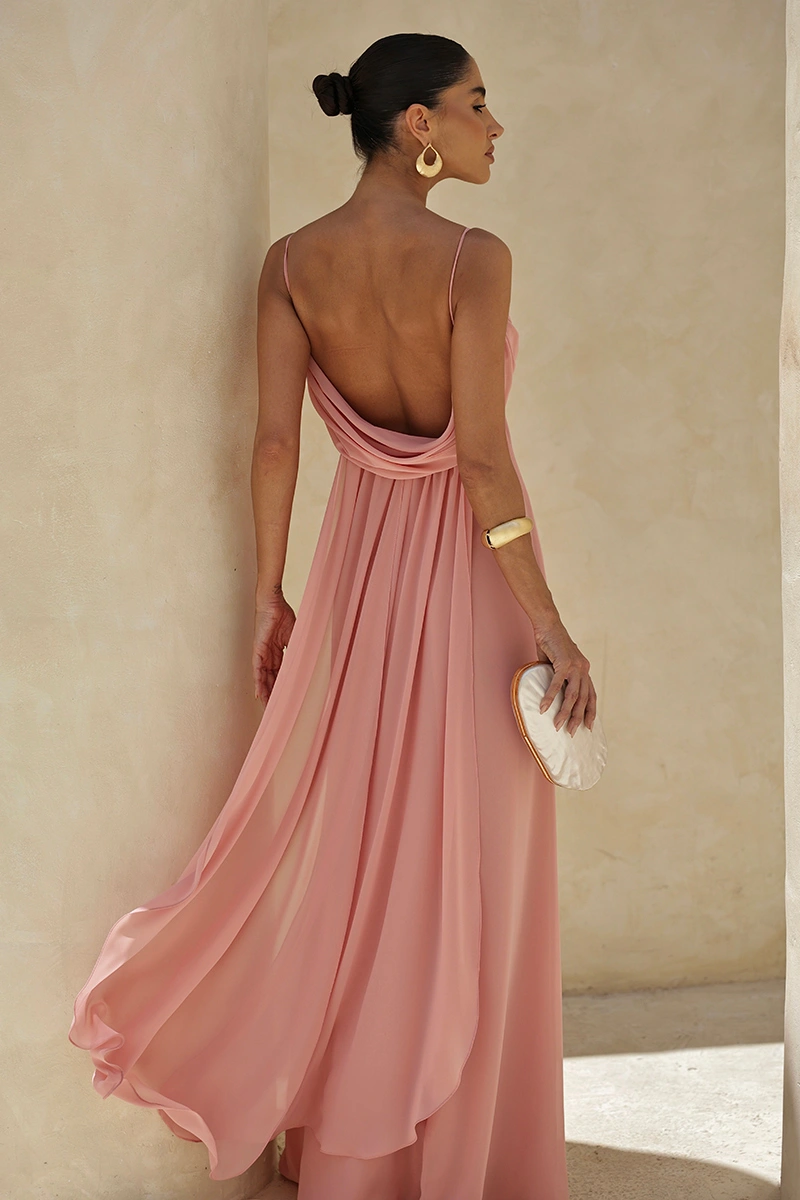 Dot Clothing - Dress Dot Clothing Long Eva with Train and Drapeado Pink - 2844ROSA