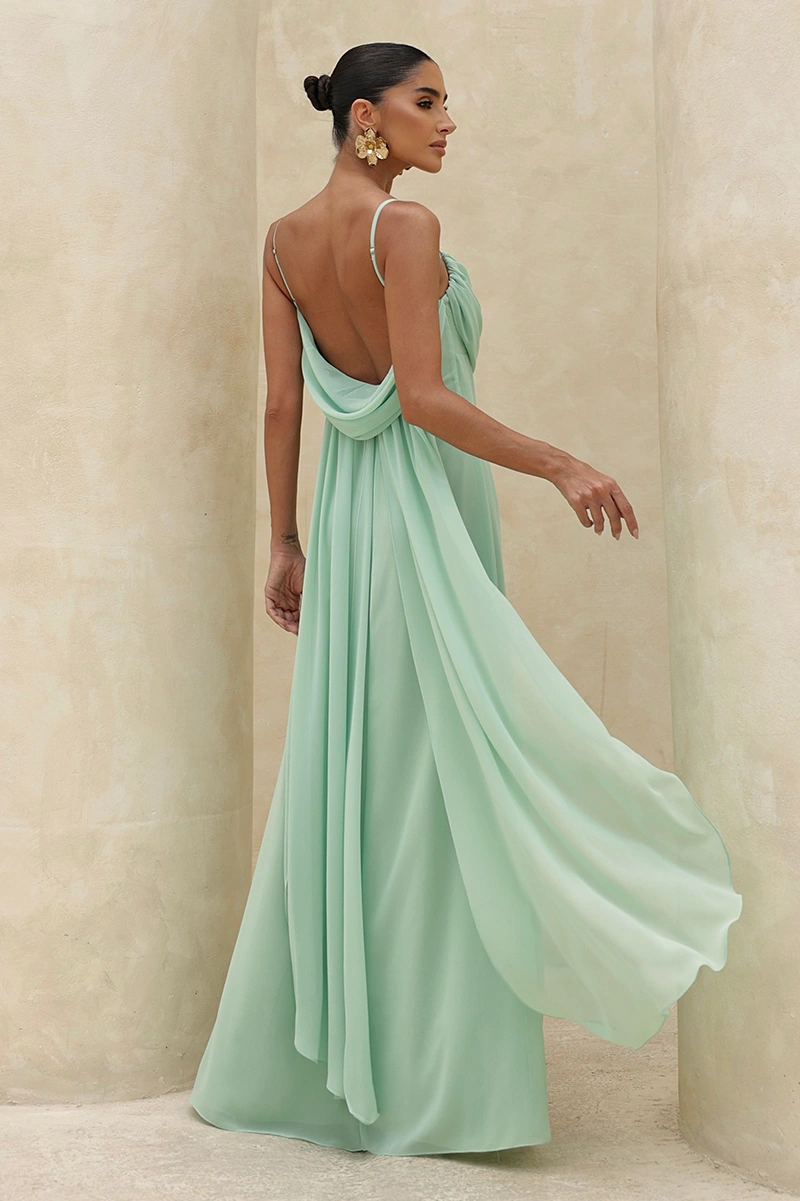 Dot Clothing - Dress Dot Clothing Long Eva with Train and Drapeado Verde - 2844VERDE