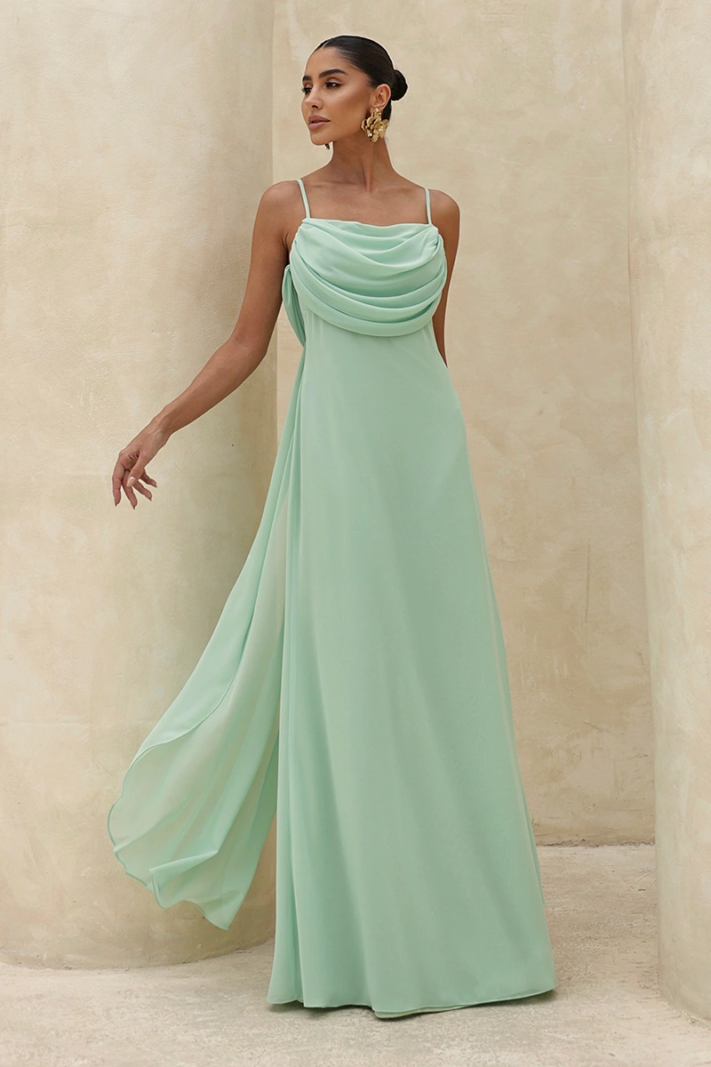 Dot Clothing - Dress Dot Clothing Long Eva with Train and Drapeado Verde - 2844VERDE