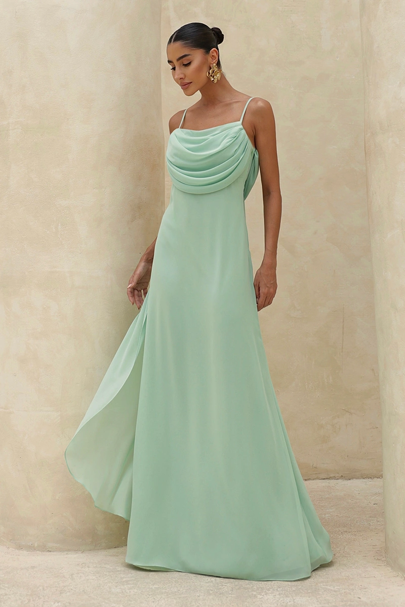 Dot Clothing - Dress Dot Clothing Long Eva with Train and Drapeado Verde - 2844VERDE