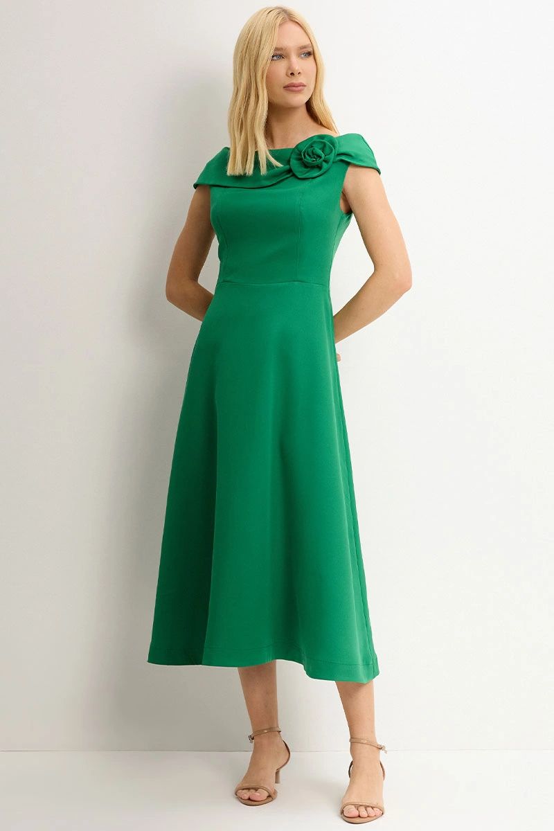 Miss Misses - Dress Hilda C/Detalhe Flor Na Lama Verde - 54592023