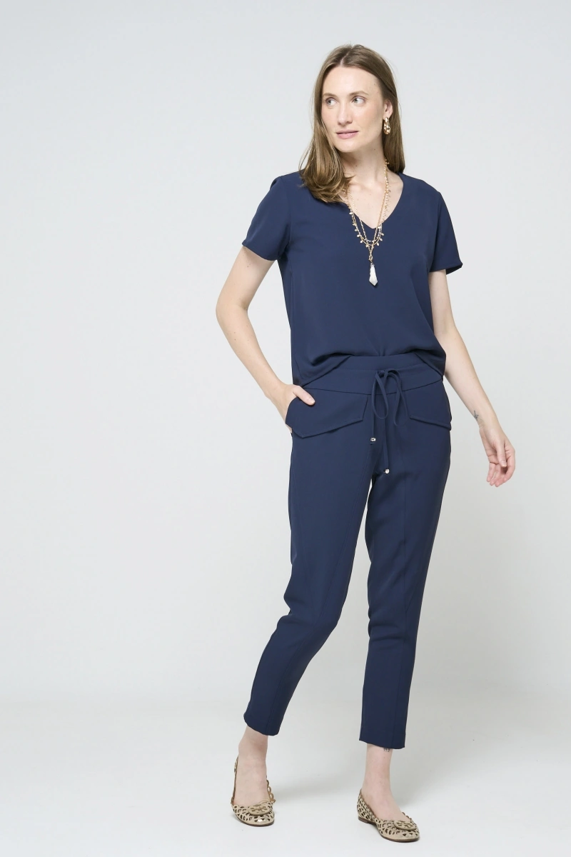 Hidrogênio - LARISSA NAVY JOGGER PANTS WITH LAPELS - 20505004