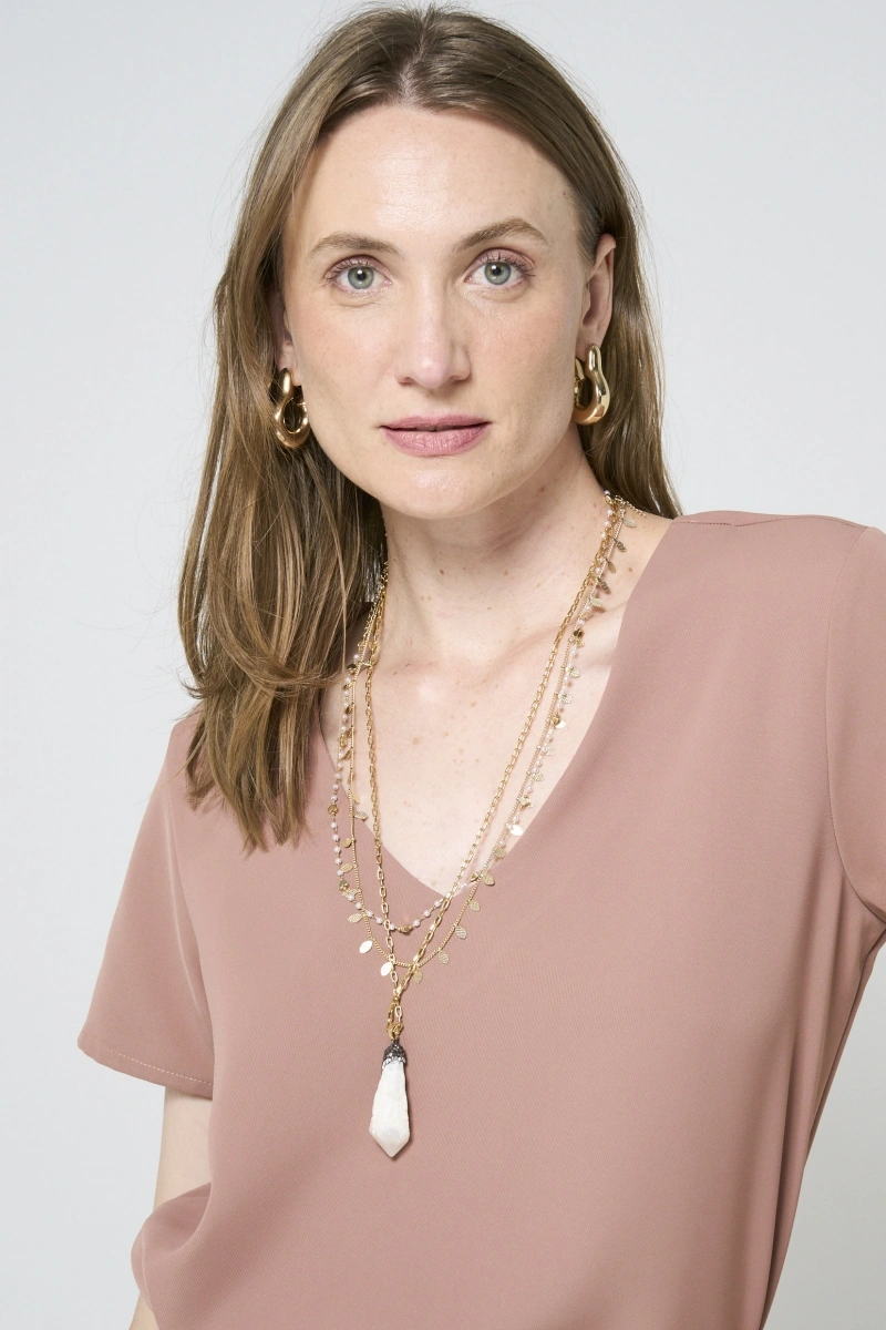 Hidrogênio - BROWN V-NECK BLOUSE - 20471031