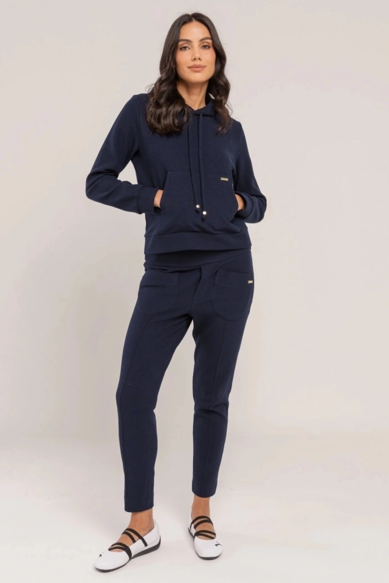 Hidrogênio - BLUSA MOLETOM DE CAPUZ MARINHO - 20690004