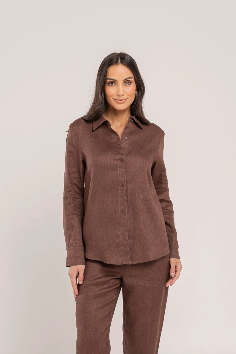 Hidrogênio - CAMISA DE LINHO 100% CHOCOLATE - 19875032
