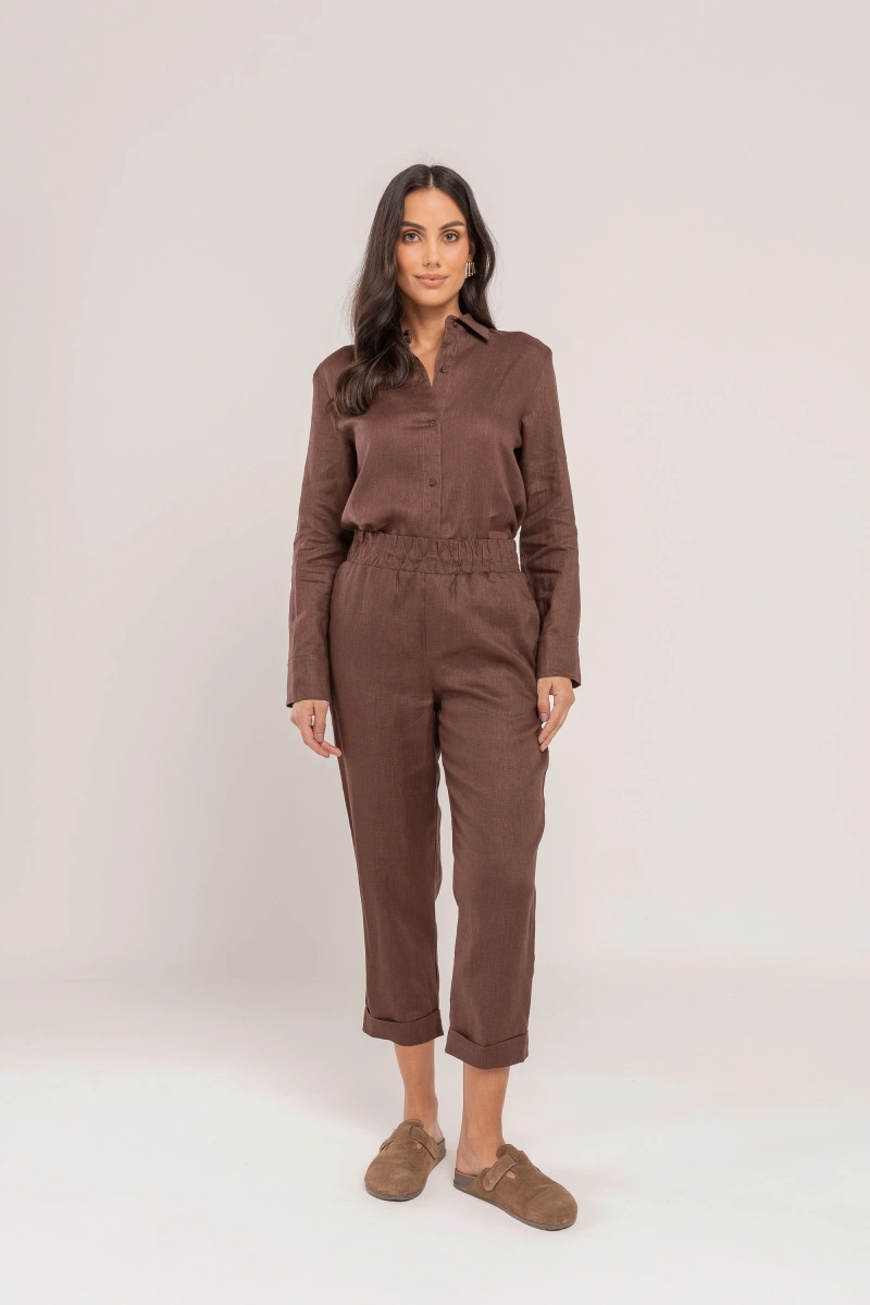 Hidrogênio - CAMISA DE LINHO 100% CHOCOLATE - 19875032