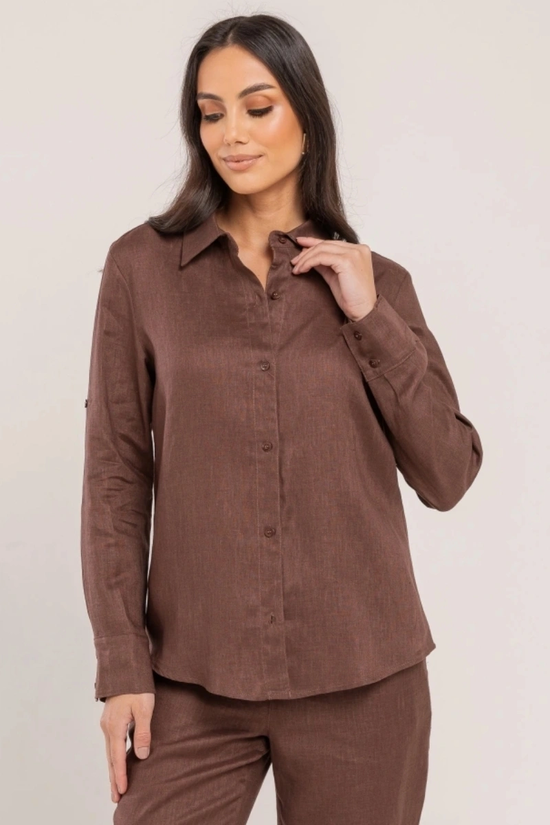 Hidrogênio - 100% Chocolate Linen Shirt - 19875032