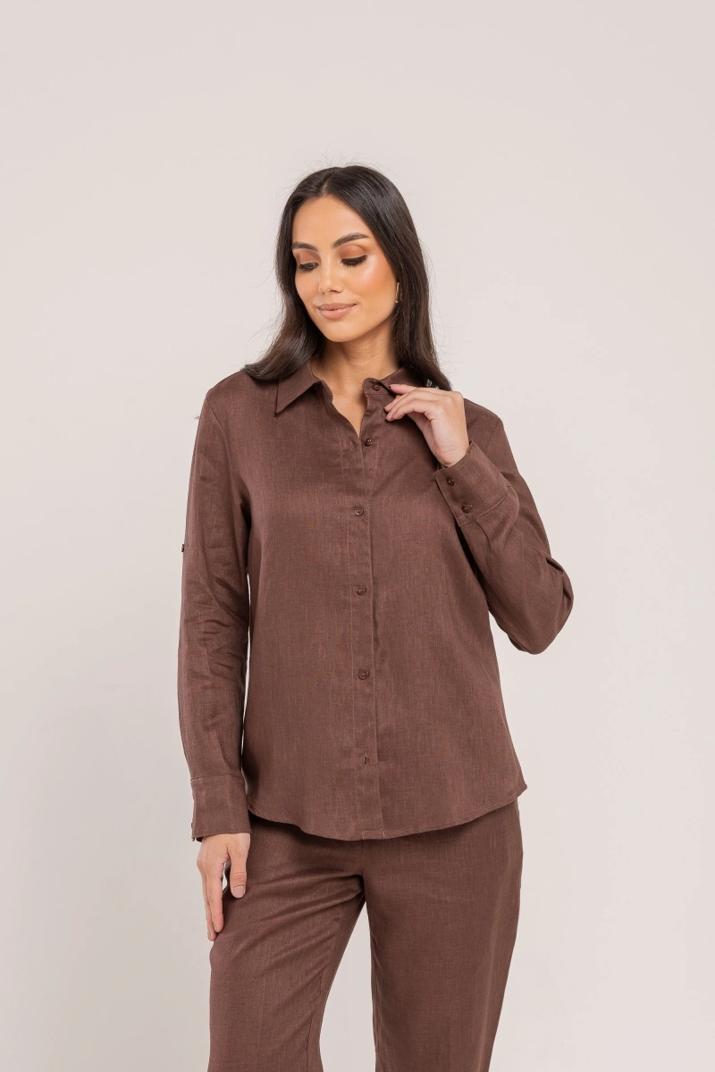 Hidrogênio - CAMISA DE LINHO 100% CHOCOLATE - 19875032