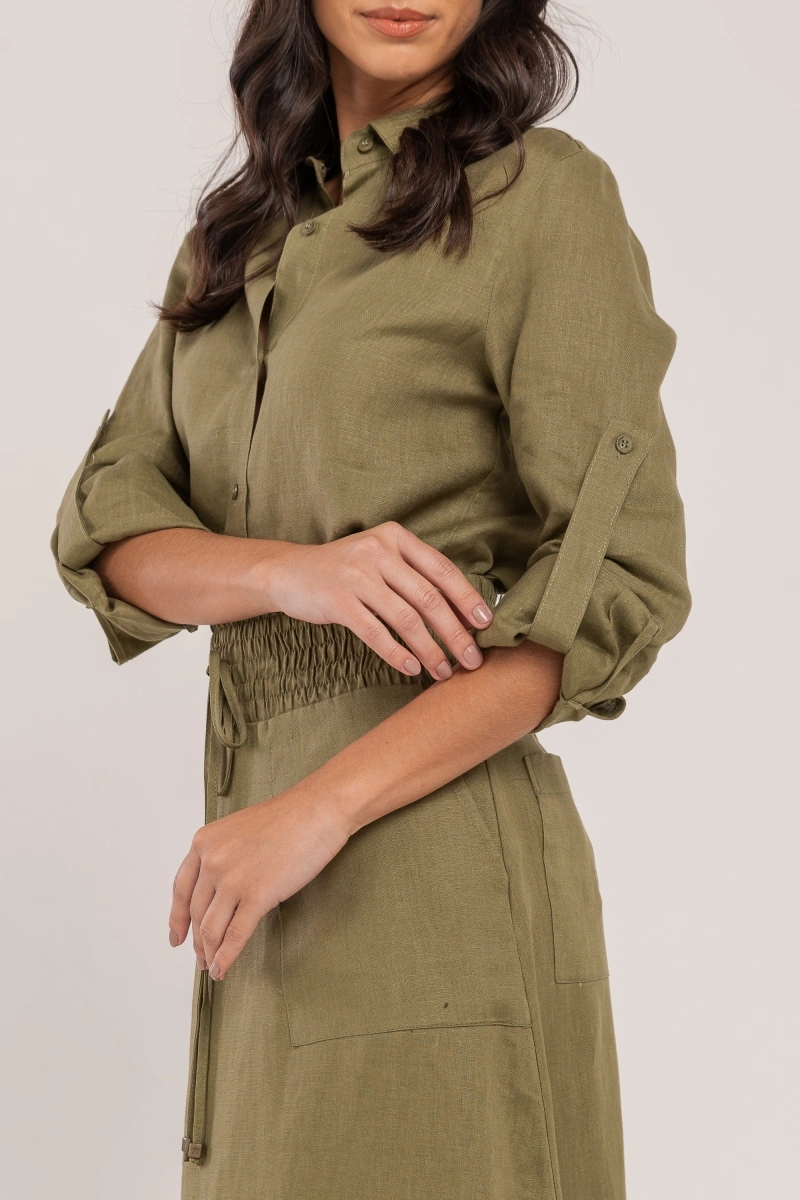 Hidrogênio - 100% Olive Linen Shirt - 19875391