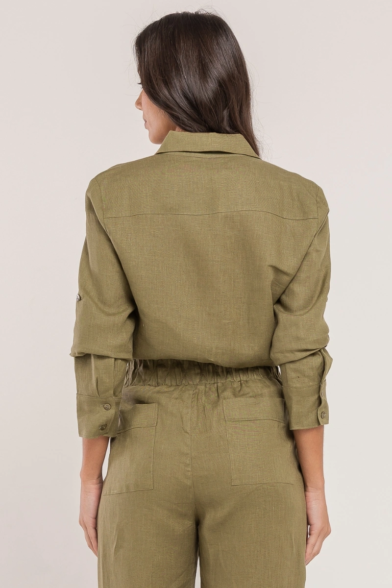 Hidrogênio - 100% Olive Linen Shirt - 19875391