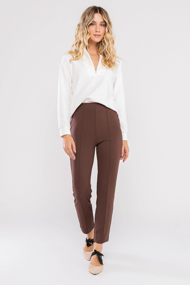 Hidrogênio - CALÇA RETA COM NERVURAS MARROM - 20694031