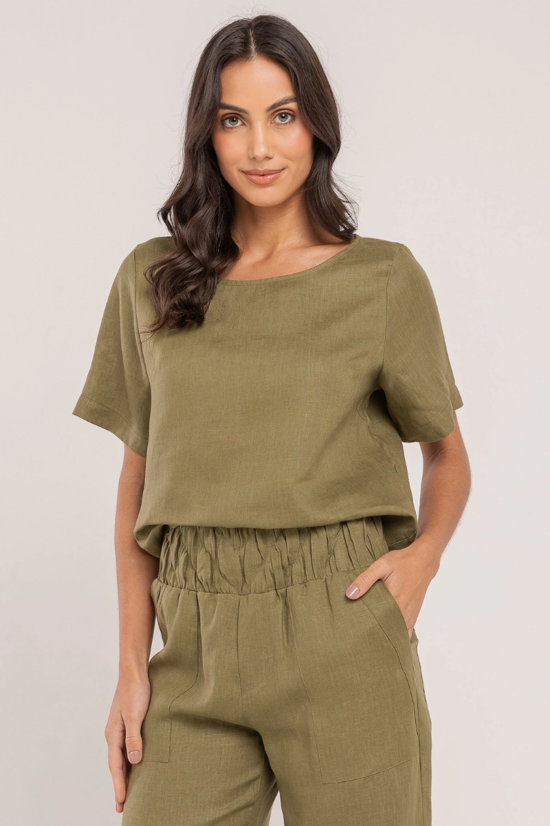 Hidrogênio - BLUSA CROPPED 100% LINHO OLÍVIA - 19801391