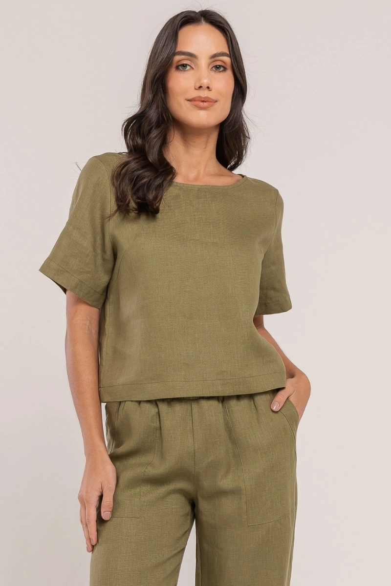 Hidrogênio - BLUSA CROPPED 100% LINHO OLÍVIA - 19801391