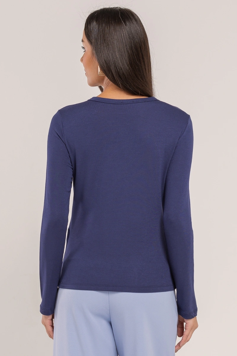 Hidrogênio - Navy Blue Round Neck Knit Blouse - 20686004