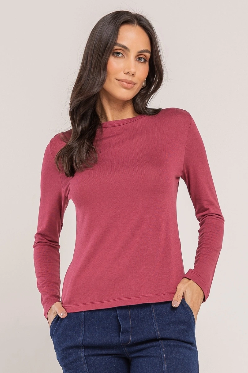 Hidrogênio - Wine-colored round neck knit blouse - 20686043