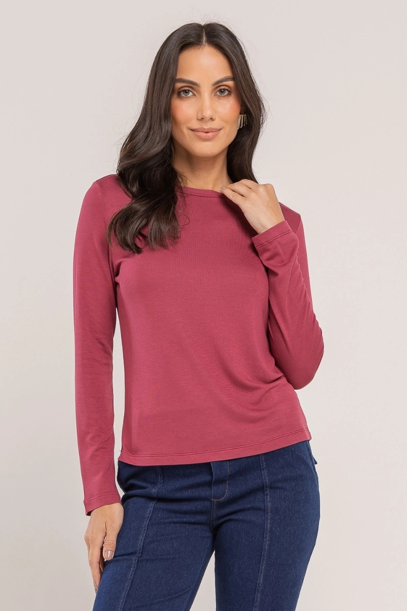 Hidrogênio - Wine-colored round neck knit blouse - 20686043