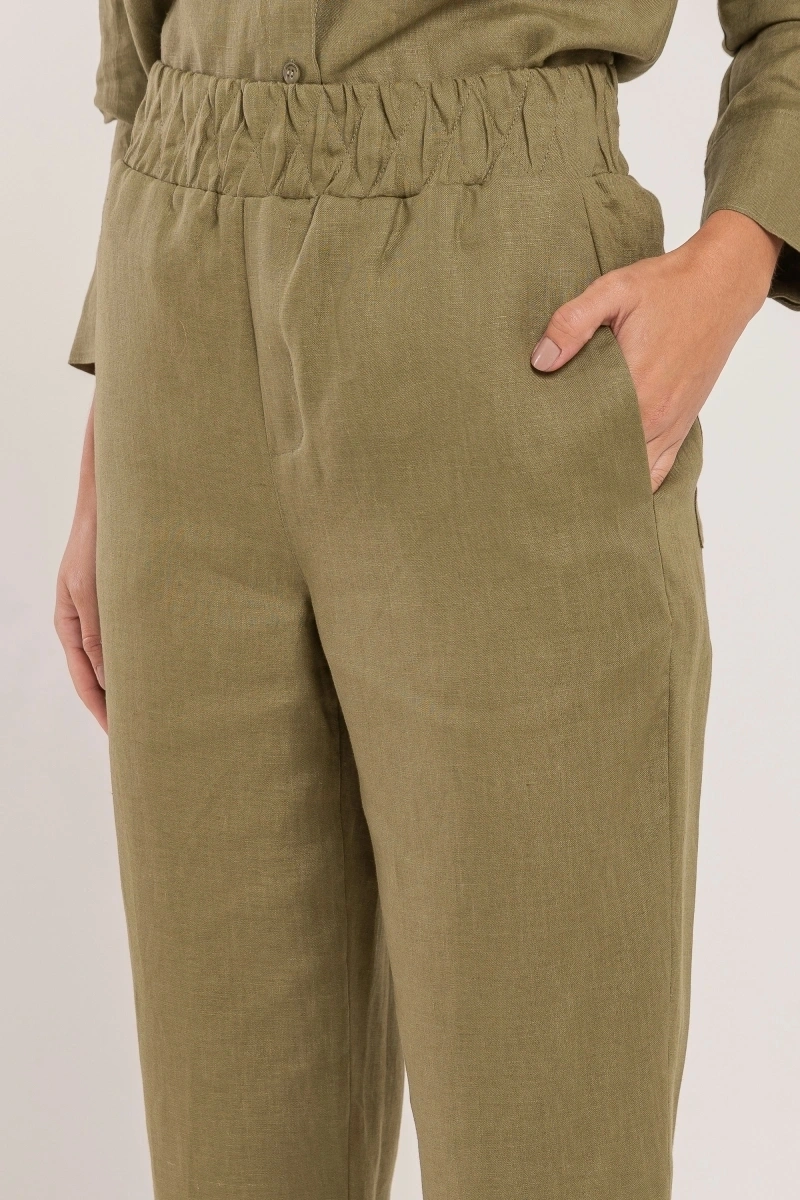 Hidrogênio - CALÇA CENOURA POLIANA LINHO 100% OLÍVIA - 19886391