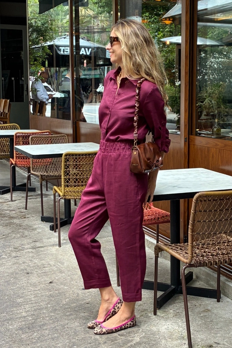 Hidrogênio - POLIANA CARROT PANTS 100% LINEN WINE - 19886043