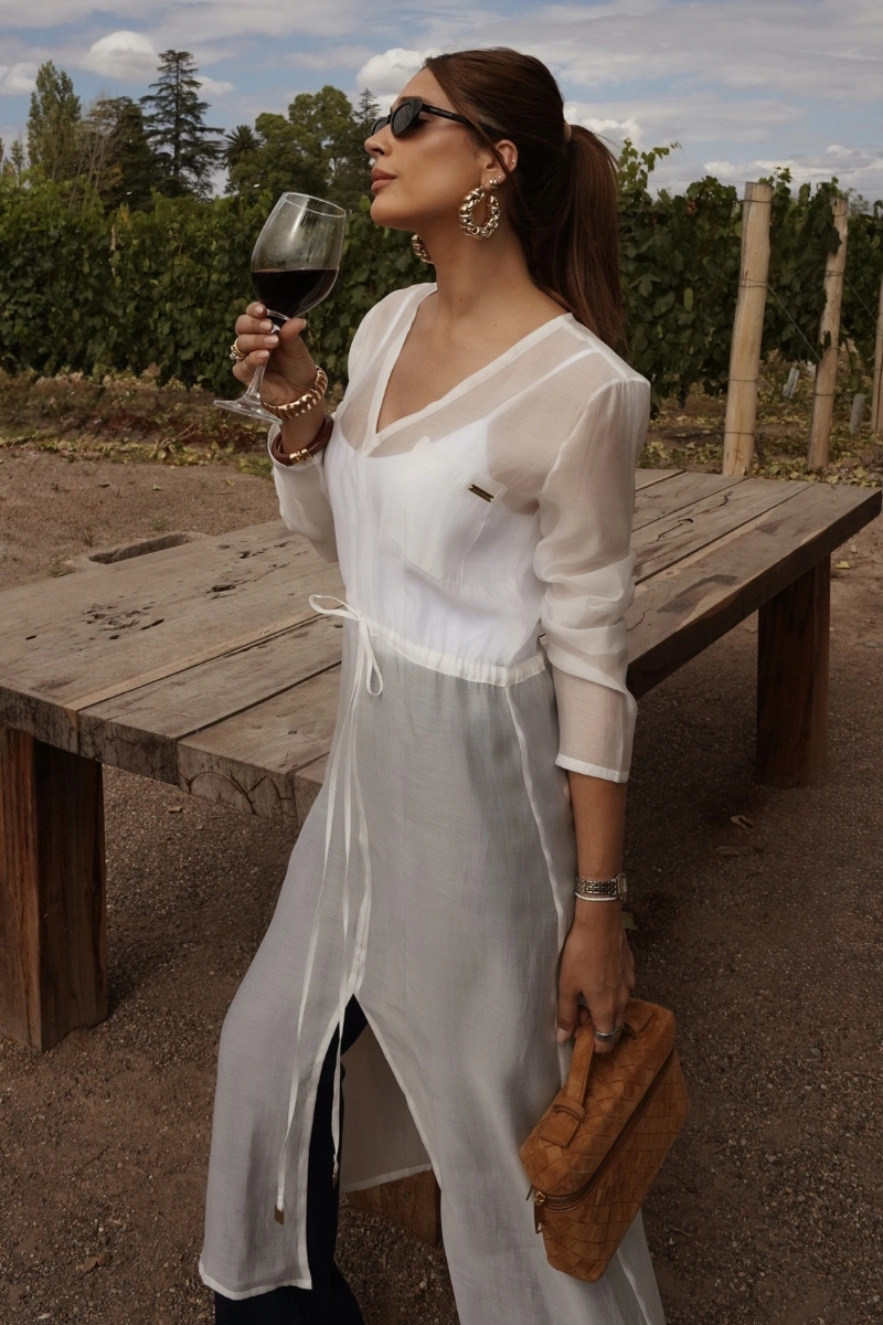 Hidrogênio - OFF-WHITE TRANSPARENT MIDI DRESS - 20651018