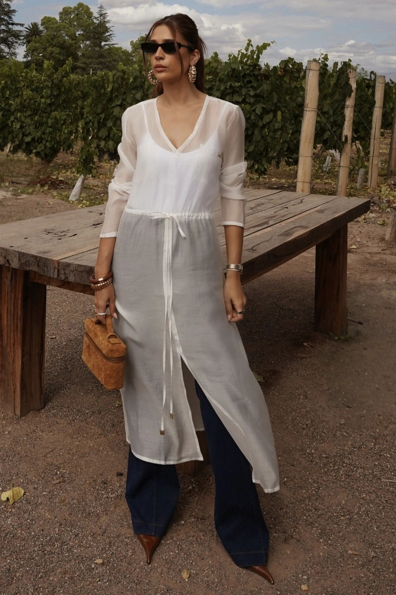 Hidrogênio - OFF-WHITE TRANSPARENT MIDI DRESS - 20651018