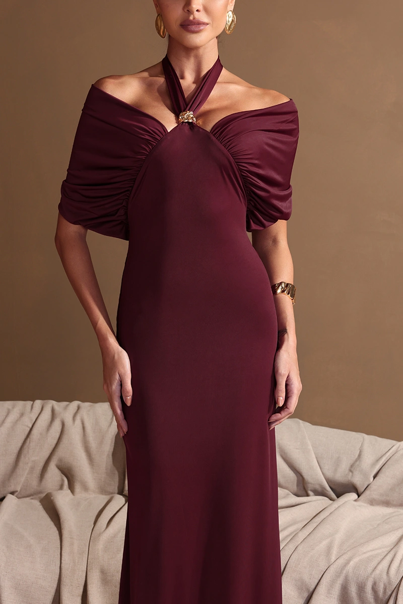 Dot Clothing - Dress Dot Clothing Melina Longo Choker Bordo - 2960BORDO