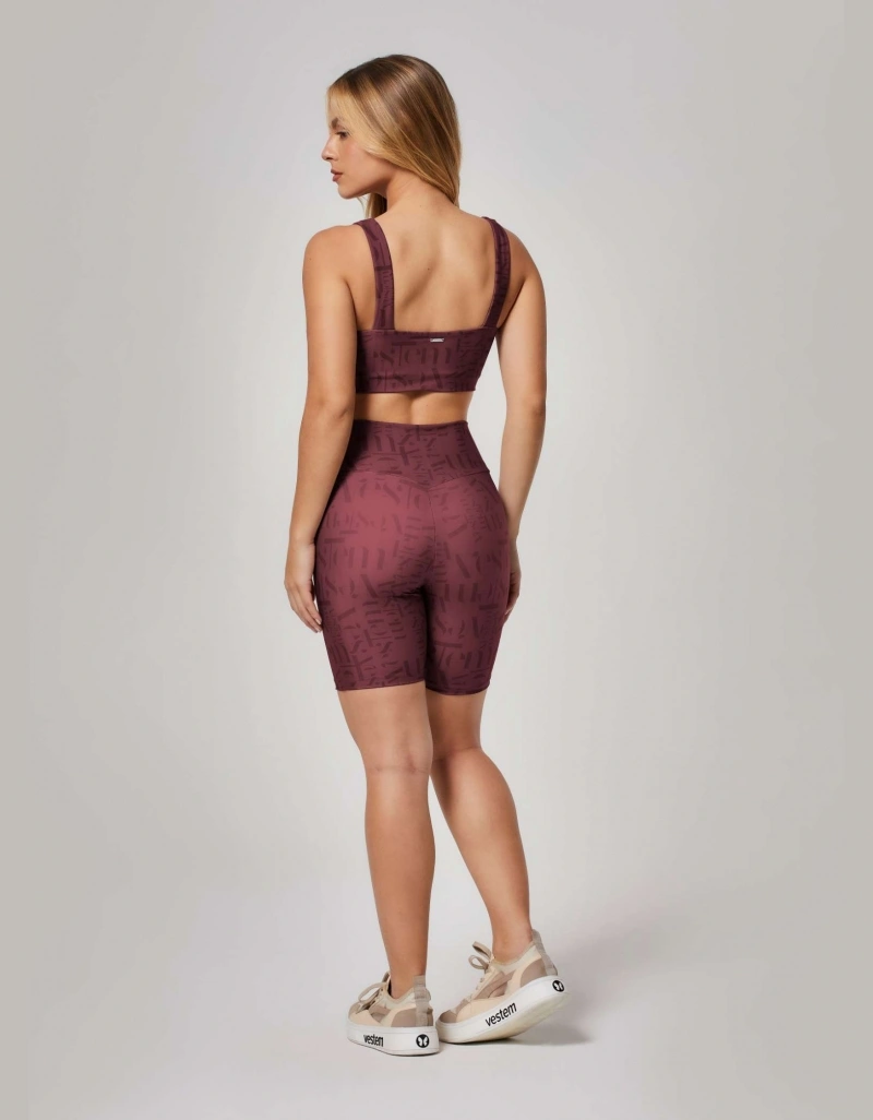 Vestem - Shorts Shape Up Logomania Myst Vestem Vermelho Barolo - BER234.ESS.E1381.O26