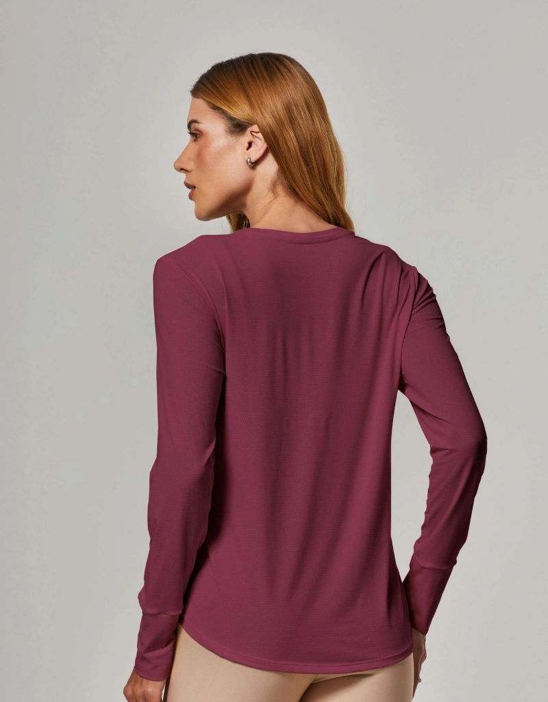 Vestem - Long Sleeve Dry Fit Shirt Janice Wine Red - BML16.ESS.C0667