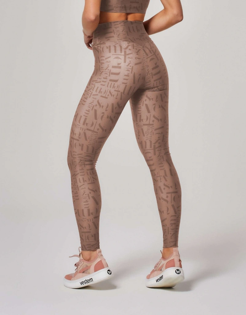Vestem - Myst Vestem Brown Logomania Shape Up Leggings - FS1372.ESS.E1382.O26