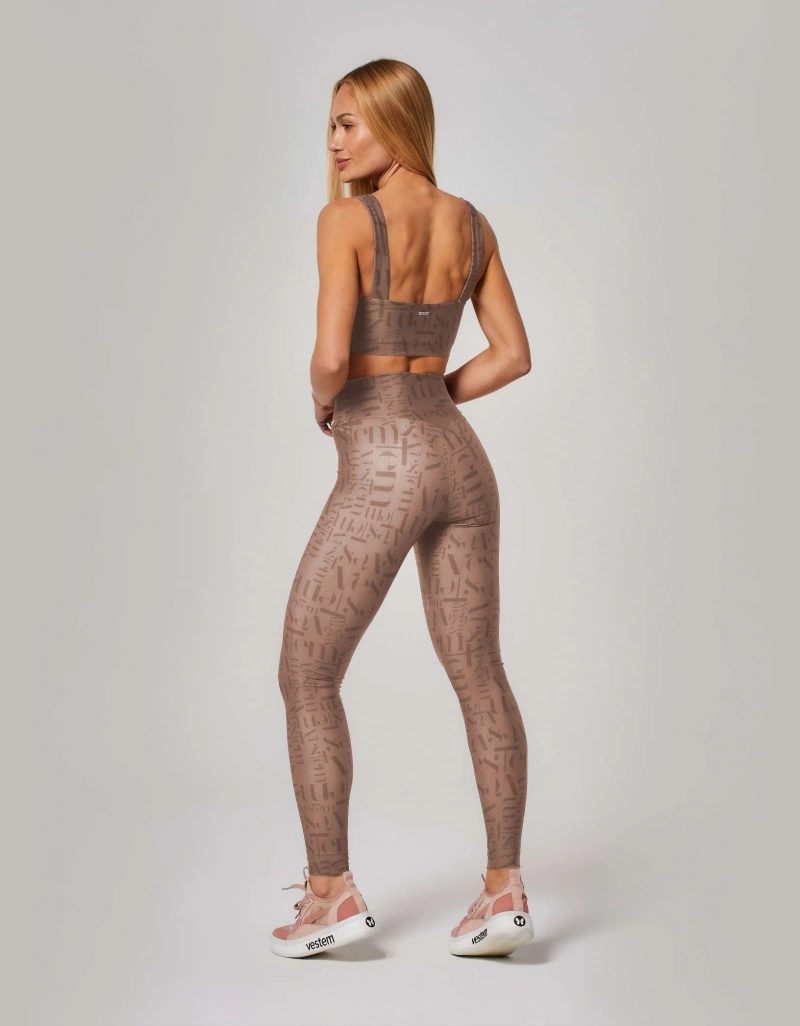 Vestem - Myst Vestem Brown Logomania Shape Up Leggings - FS1372.ESS.E1382.O26