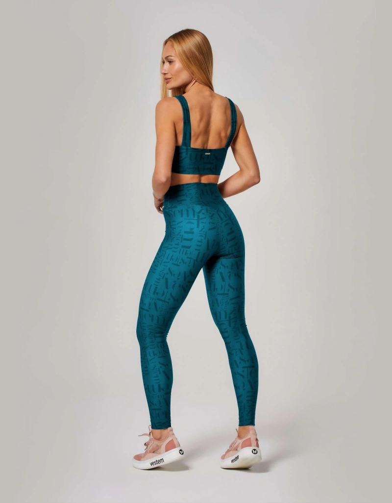 Vestem - Myst Vestem Emerald Green Logomania Shape Up Leggings - FS1372.ESS.E1380.O26
