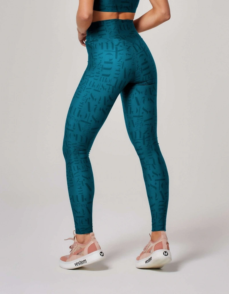 Vestem - Myst Vestem Emerald Green Logomania Shape Up Leggings - FS1372.ESS.E1380.O26
