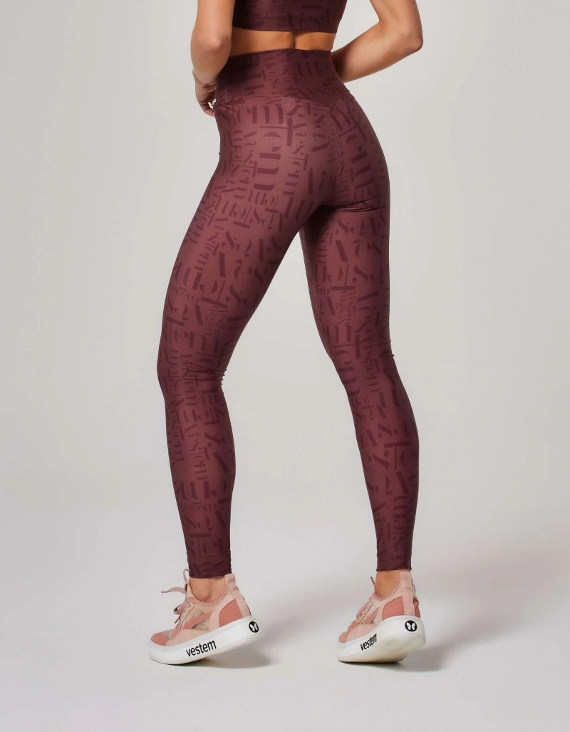 Vestem - Leggings Shape Up Logomania Myst Vestem Barolo Red - FS1372.ESS.E1381.O26