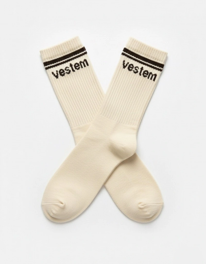 Vestem - Women's Long Socks. Vestem Off White and Brown - MEI20.C0727