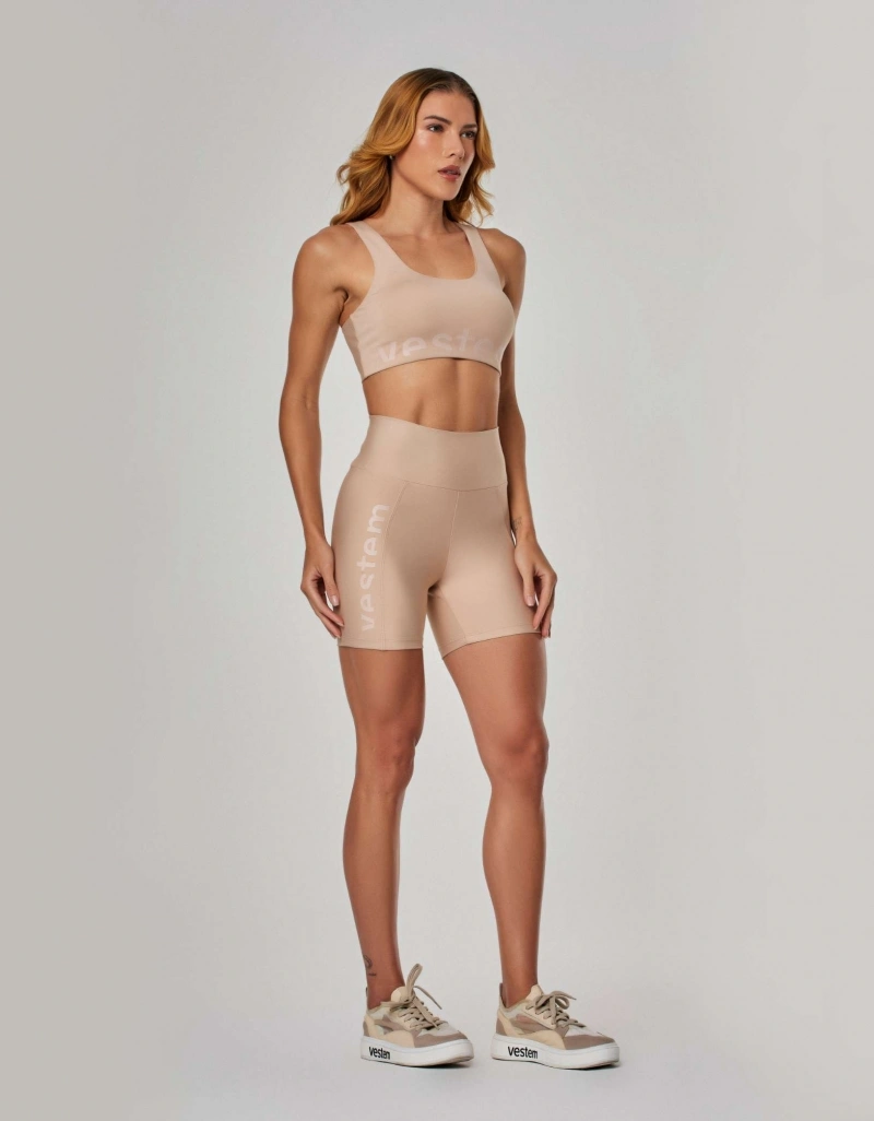 Vestem - Shorts com Bolso e Silk Calm Bege Amêndoa - SH740.ESS.C0707