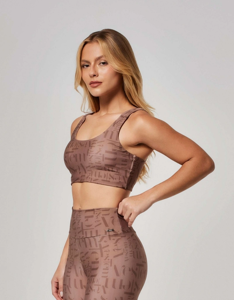 Vestem - Top Média Sustentação Logomania Myst Vestem Marrom Castanho - TOP1007.ESS.E1382.O26