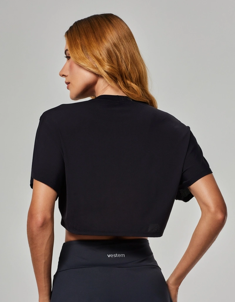 Vestem - Blusa Manga Curta Transpassada Lyra Preto - BMC835.O26.C0002