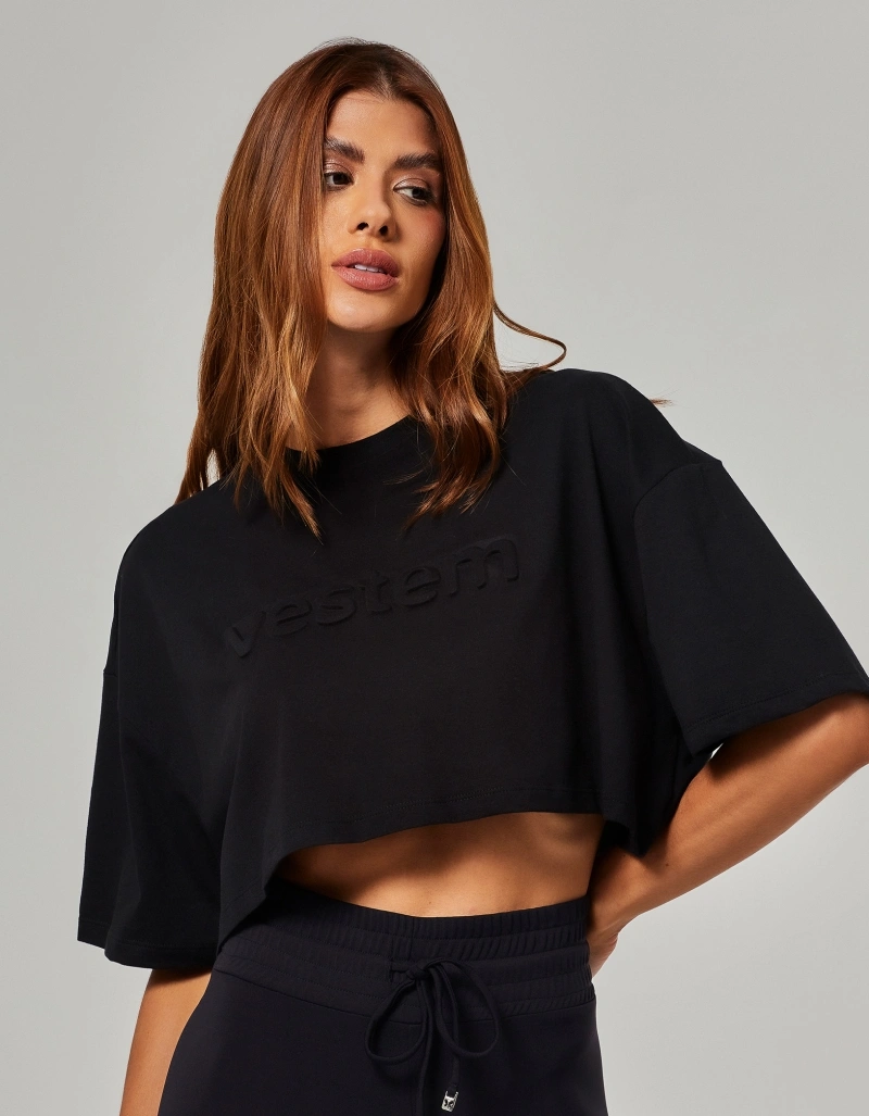 Vestem - Camiseta Cropped Vestem Embossing Preto - BMC839.O26.C0002