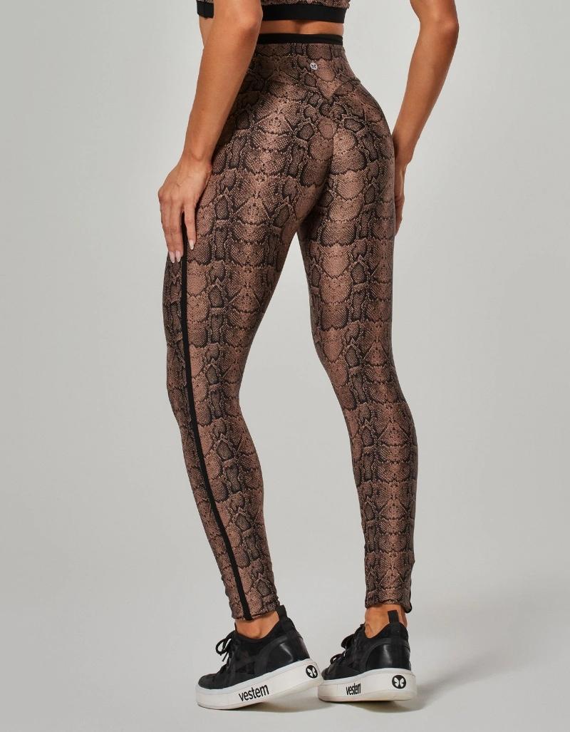 Vestem - Vivid Snake Print Invisible Push-Up Leggings, Brown - FS1585.O26.E1375.O26