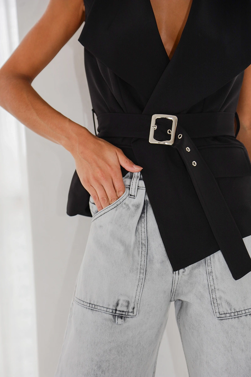 Dot Clothing - Vest Dot Clothing Alessia Tailoring with Black Belt - 2817PRETO