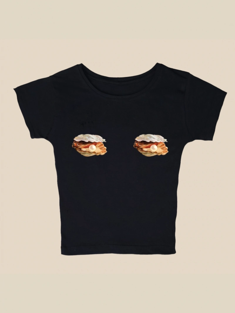 Salma - Baby Tee Ostra Preto - SALBABE2PRE