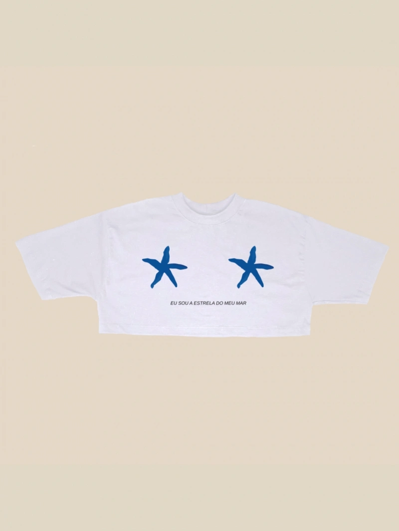 Salma - White Star Cropped Top - SALCROP2BRA