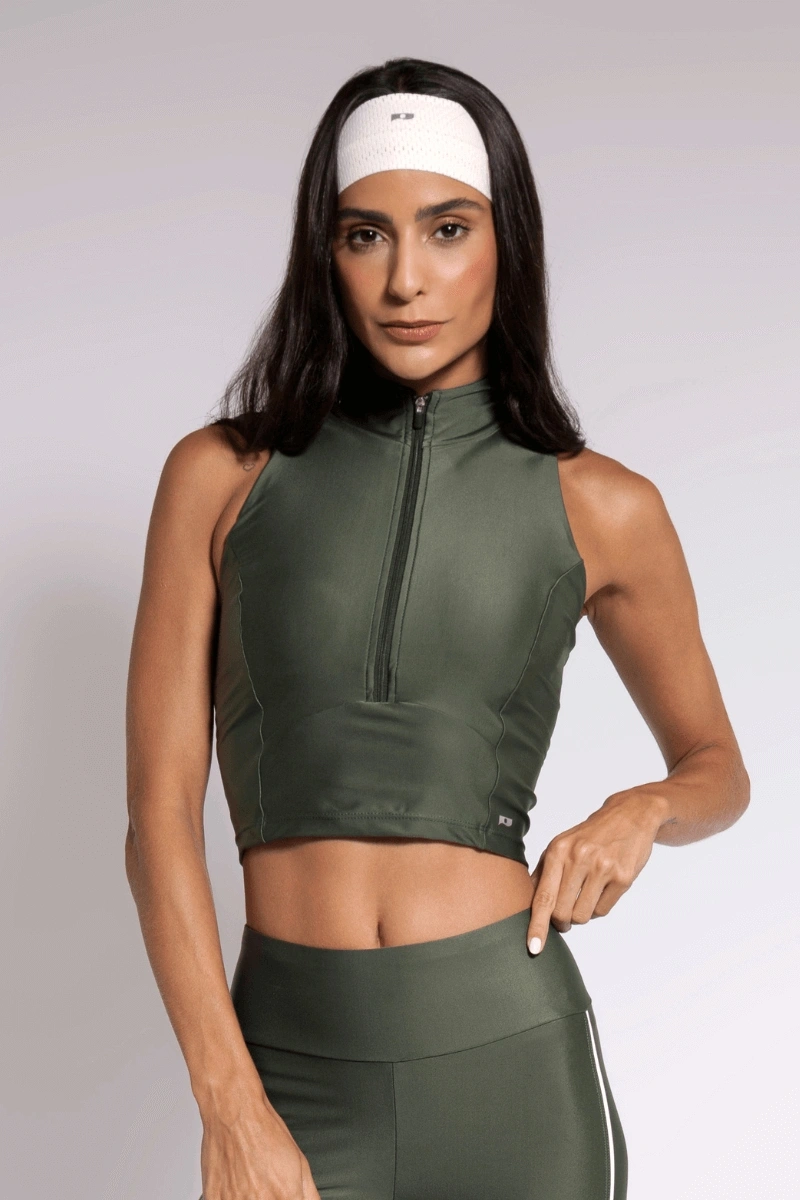Trilha Verão - Zip High Neck Atletika Crop Top - R5421