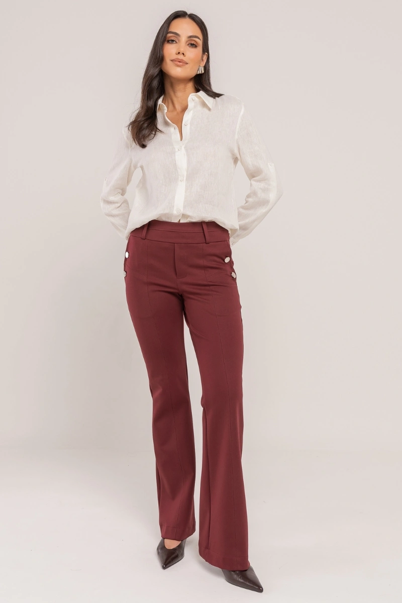 Hidrogênio - CALÇA RETA ANGELINA BORDO - 20669097