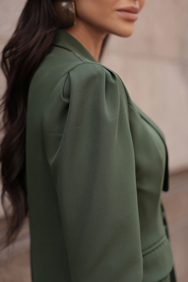 Dot Clothing - Blazer Dot Clothing Hazel Ombro Pregas Verde Militar - 2816VERDE