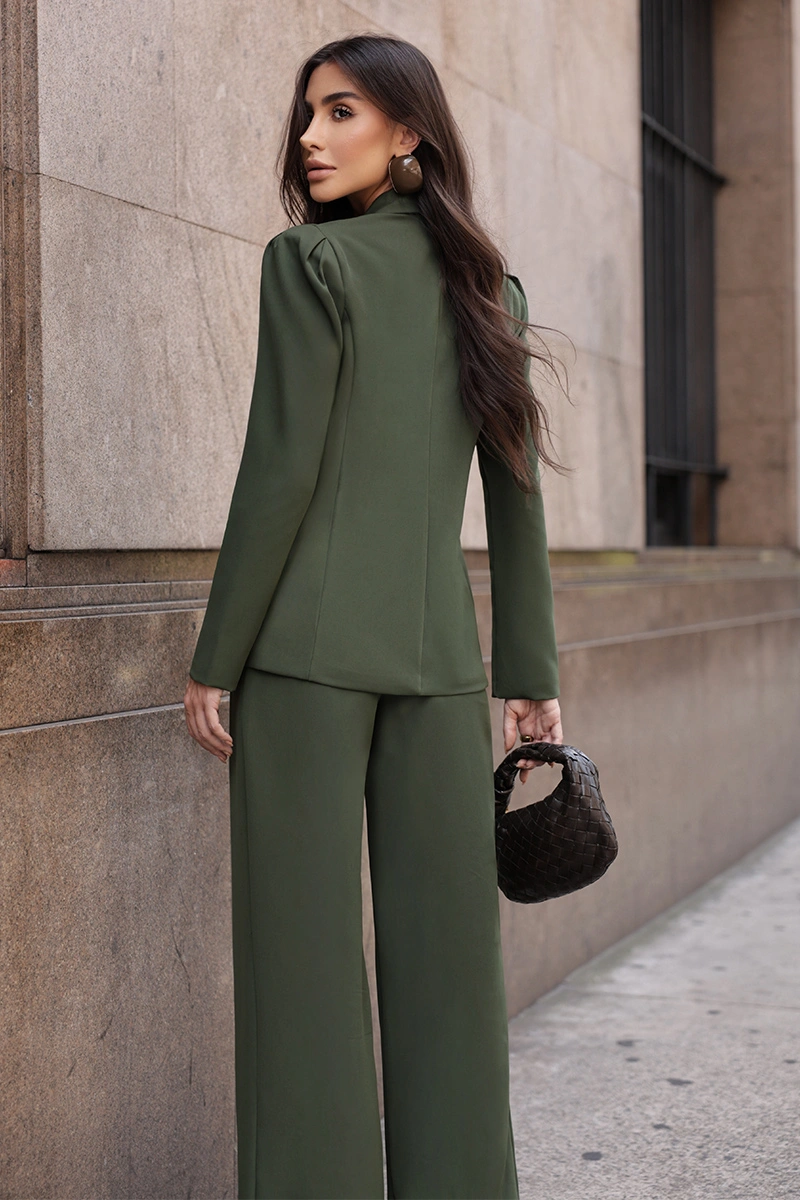 Dot Clothing - Blazer Dot Clothing Hazel Ombro Pregas Verde Militar - 2816VERDE